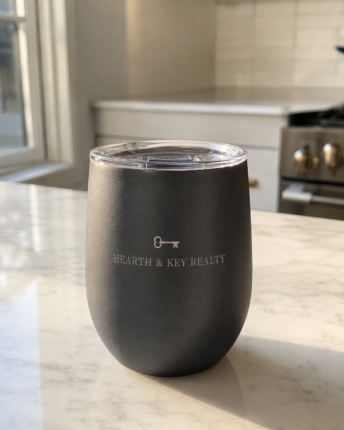 Wine tumblers with logo printing — customer photo