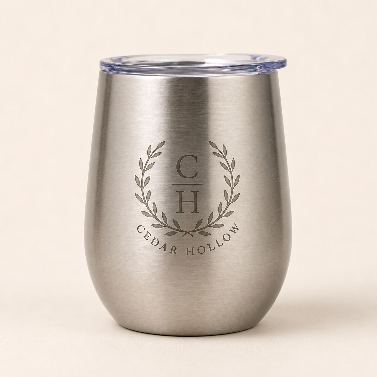 Laser-Engraved wine tumbler with monogram