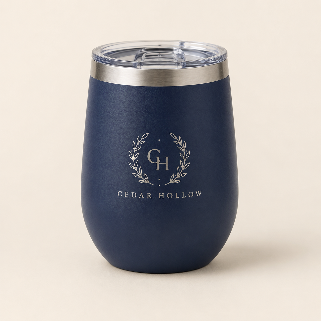 Powder-Coated wine tumbler with logo